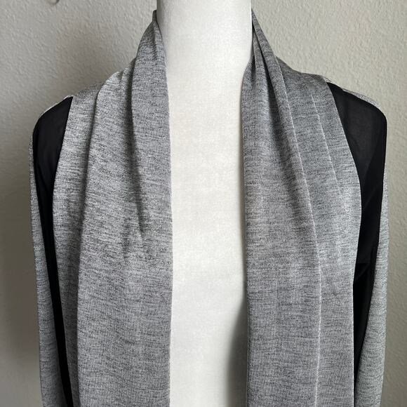 DKNY Gray Open Front Long Sleeve Performance Sweater Women's S Sheer Side Stripe - Picture 2 of 7